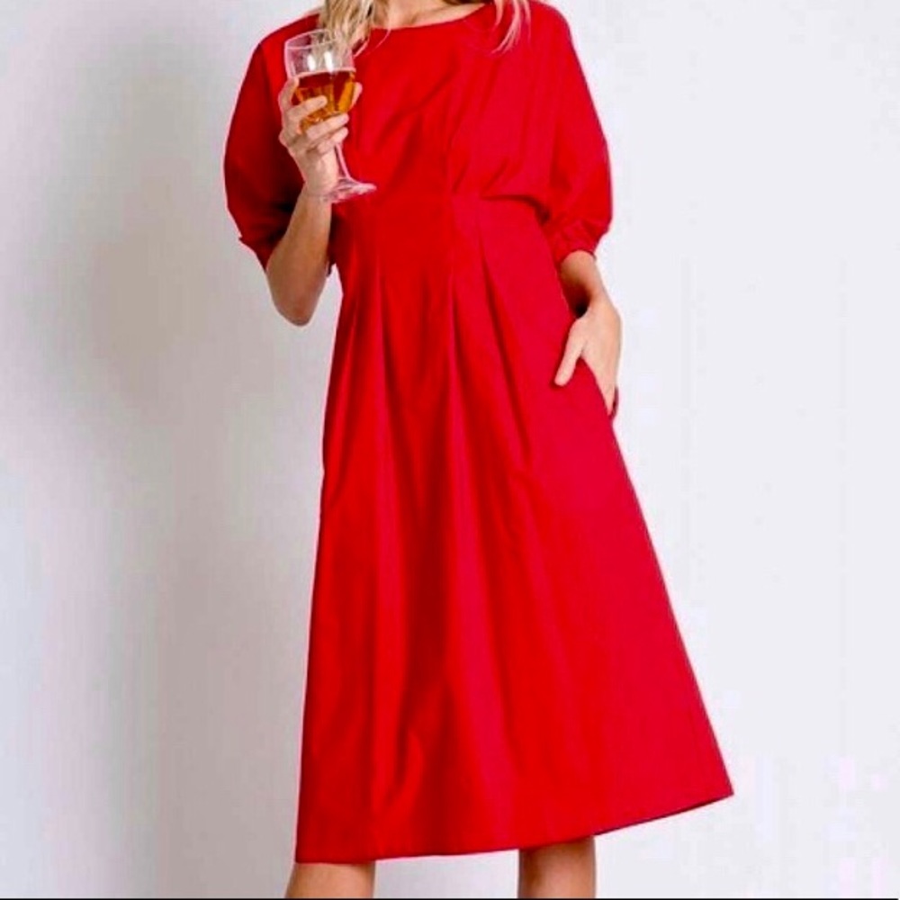 SOLID BELL SLEEVE MINI DRESS.